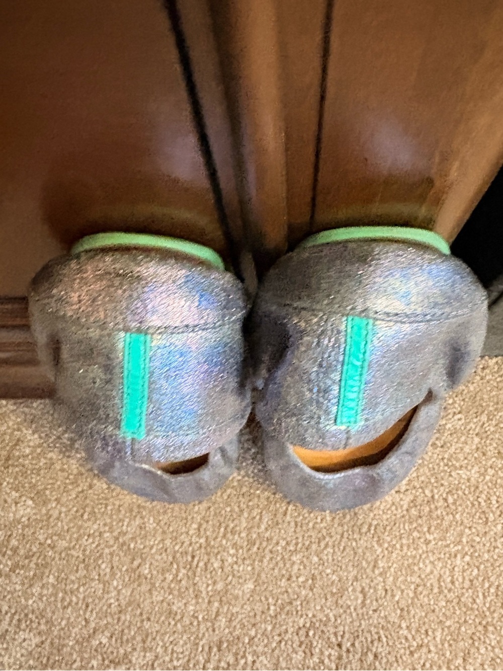 Tieks Moonstruck Iridescent Blue Foil Ballet Flats in Silver-Blue. - Picture 4 of 4